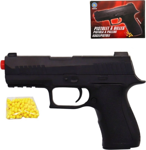 Otroški kroglični revolver 20 cm črn s strelivom - 1 kos