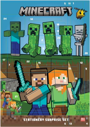 Minecraft adventni koledar s papirniškimi pripomočki