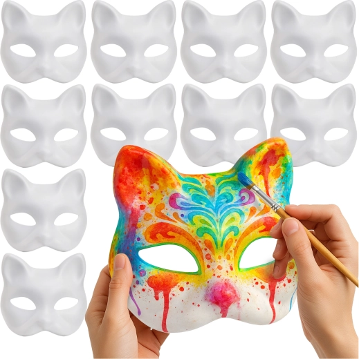 DIY maske mačka za poslikavo RUHHY – komplet 10 kosov
