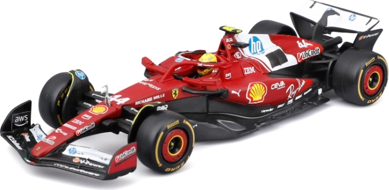 Model Bburago Formule 1 Ferrari SF-25 2025 Lewis Hamilton 1:43 v akrilnem boksu