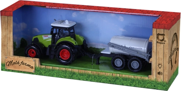 Plastični traktor z zvokom in svetlobo s škropilno prikolico