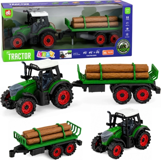 Otroški kmetijski traktor s prikolico za les na vztrajnik 35 cm