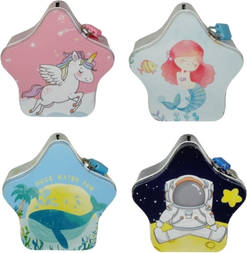 Kovinska hranilnica v obliki zvezde za otroke