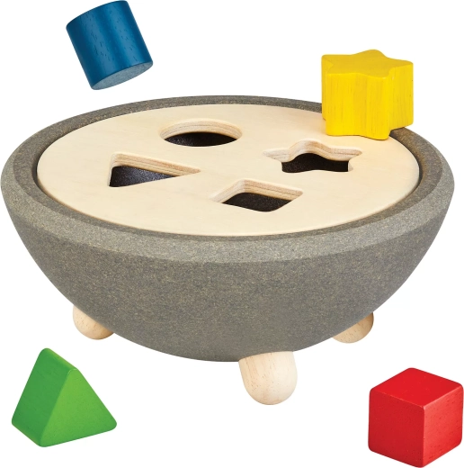 PlanToys lesena vstavljanka – razvrščanje oblik (napredne oblike)