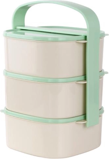 Plastični nosilec za hrano 3×1 l, mešanica barv pokrovov