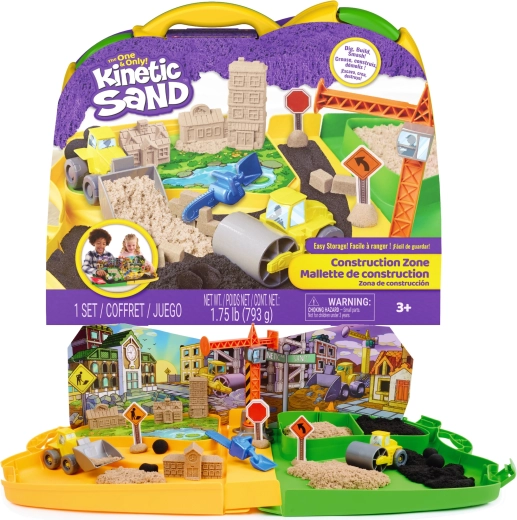 Kinetic Sand gradbišče – kinetični pesek 793 g in dodatki