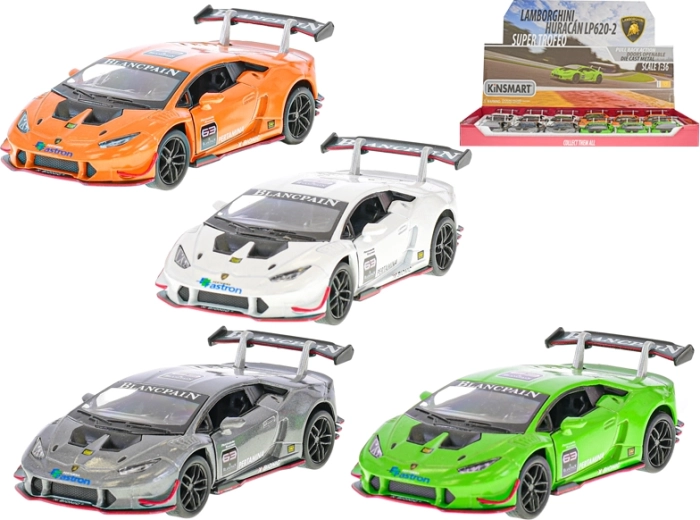 Kovinski model Lamborghini Huracán LP620-2 1:36 z vzmetnim pogonom, 12 cm