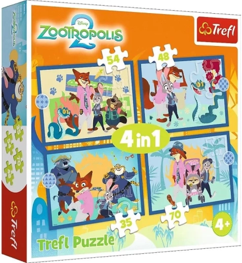 Sestavljanka 4 v 1 Zootropolis, polna dogodivščin