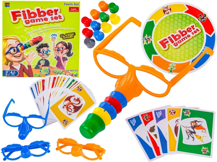 Family game Liar (Kłamca) – cards, Pinocchio nose and glasses