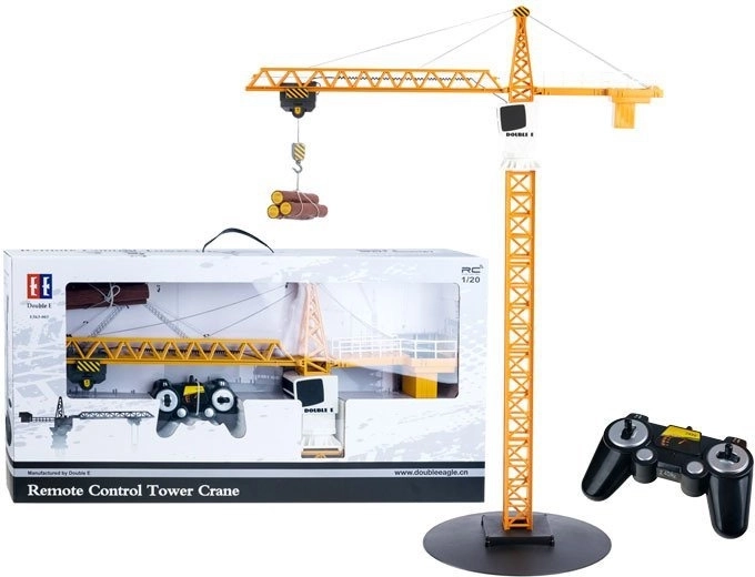 Remote-controlled Double E tower crane 1:20 with 360° rotation and 2.4 GHz controller