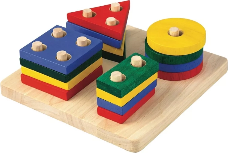 Lesena zlagalna plošča z geometrijskimi oblikami PlanToys