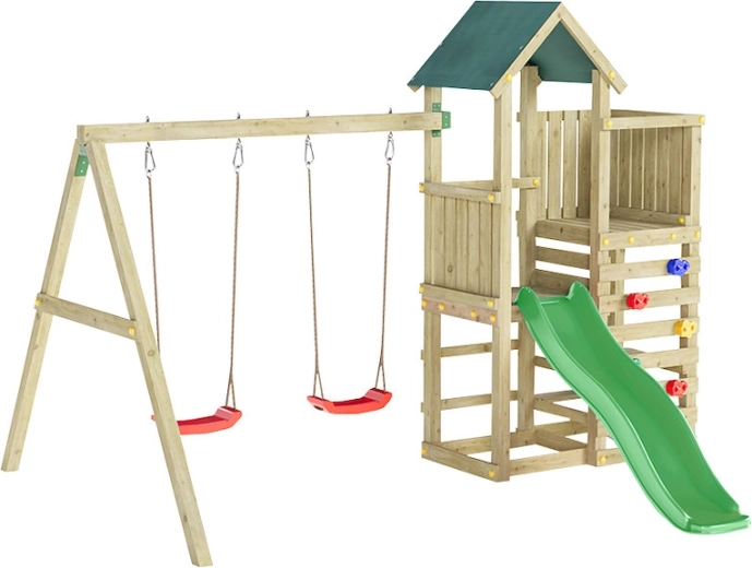 Marimex otroško leseno igrišče Play Basic z zelenim toboganom
