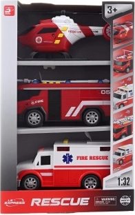 Set gasilskih vozil in helikopterja z zvokom in lučmi na baterije