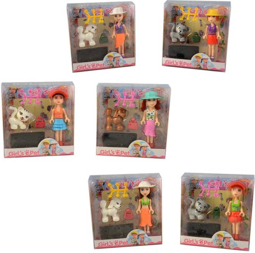 Mini igralni set z lutko in ljubkovalno živalico 12 cm – 1 kos