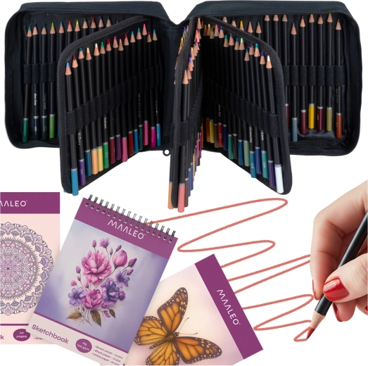Maaleo art pencil set – 120 colors with sketchbook and case