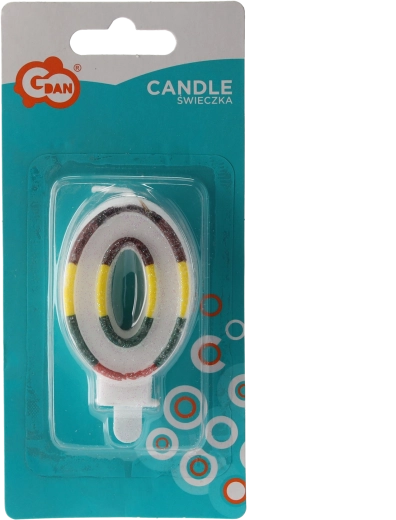 Torta svečka številka 0 zlata bleščeča 8 cm