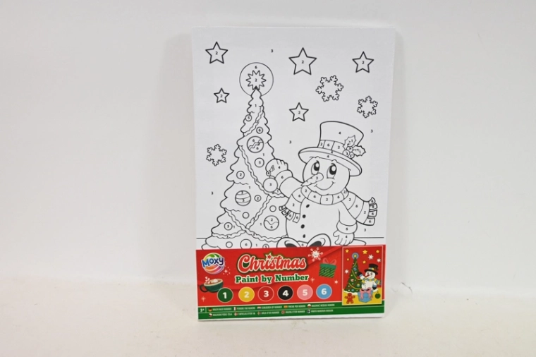 Christmas paint by numbers on A4 canvas – Snowman