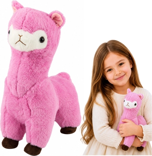 Plišasta alpaka (lama) roza 28 cm - 1 kos
