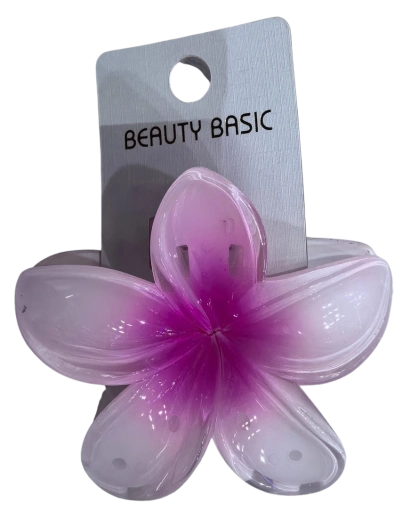 PINK velik ščipalka za lase v obliki cveta hibiskusa rožnato-bela - 1 kos