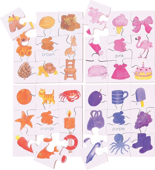 Bigjigs Toys lesene didaktične puzzle Barve 4v1
