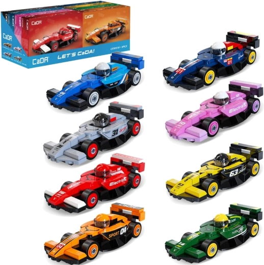 Gradbeni komplet CADA – komplet 8 dirkalnih avtomobilov Circuit Racing Car, 560 kosov