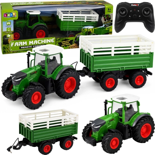 Daljinsko voden traktor s prekucno prikolico 1:24 z lučmi