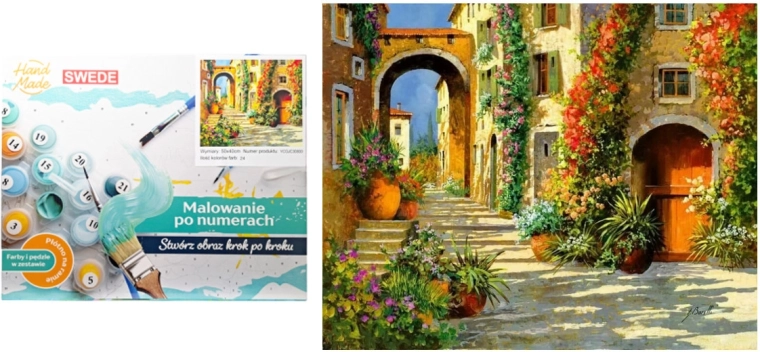 Slikanje po številkah – Uličica v mestecu