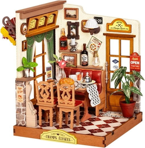 RoboTime 3D lesena miniatura hiške – bistro na Champs-Élysées