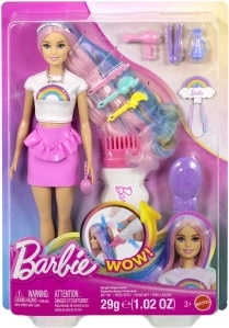 Barbie punčka z mavričnimi lasmi in bleščečim stiliranjem