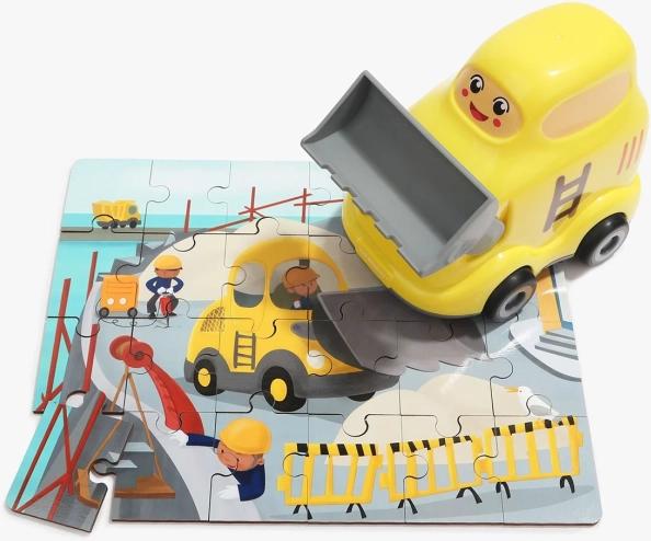 TOP BRIGHT lesene sestavljanke s igračo – buldožer, 24 kosov