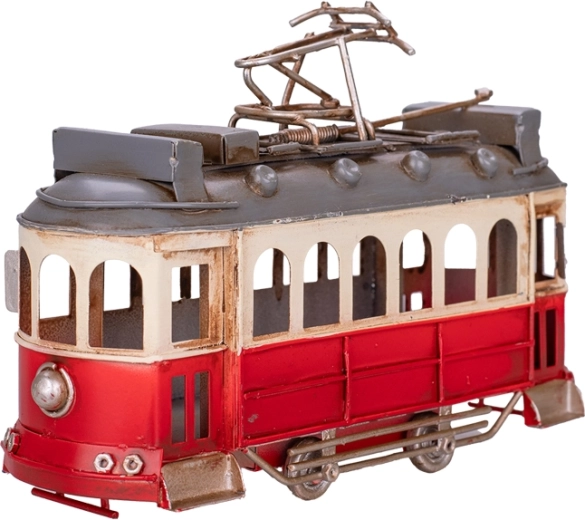 Kovinski model rdečega tramvaja 16,5 cm – retro dekoracija z zbirateljskimi detajli