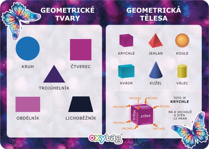 Educational A4 card Geometric shapes – butterfly
