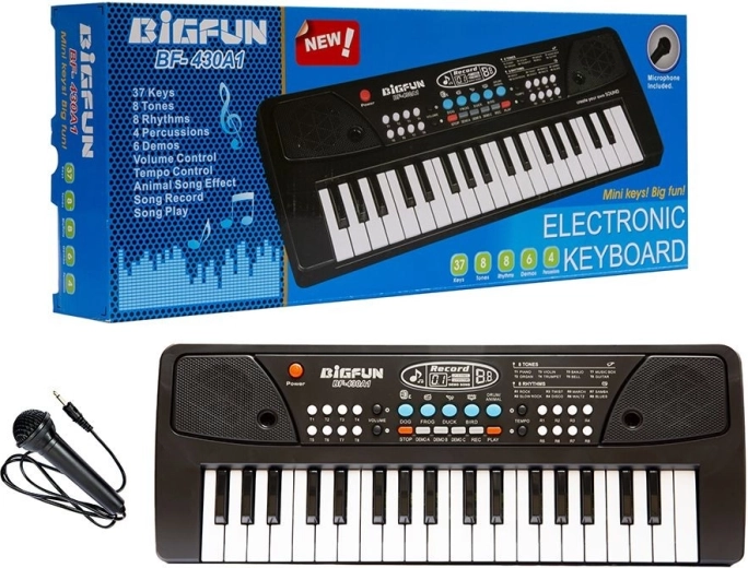 Otroške elektronske klaviature z mikrofonom, 37 tipk – 1 kos