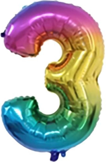 Foliasti balon TORO številka 3, 30 cm, mavrični