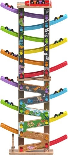 2Kids Toys velika lesena dirkalna steza z 12 rampami