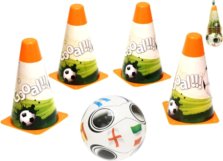 Otroški nogometni vadbeni komplet z žogo in stožci