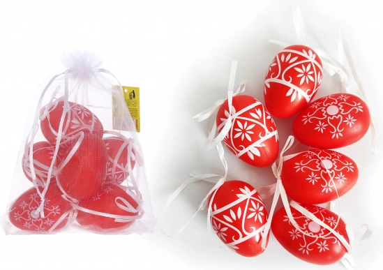 Dekorativna plastična jajčka rdeča 6 cm