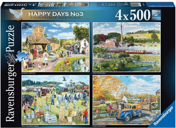 Ravensburger sestavljanka Happy Days: spomini na podeželje 4×500 kosov