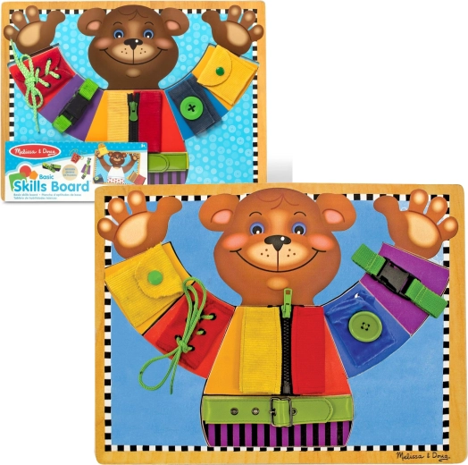 lesena didaktična tabla z medvedkom – učenje osnovnih spretnosti Melissa & Doug