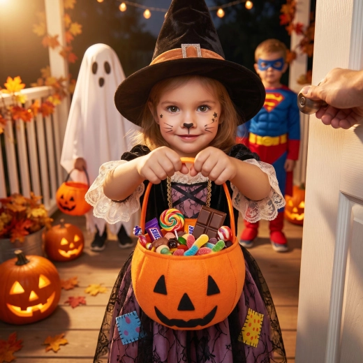 Halloweenska filcasta košarica z motivom oranžne buče