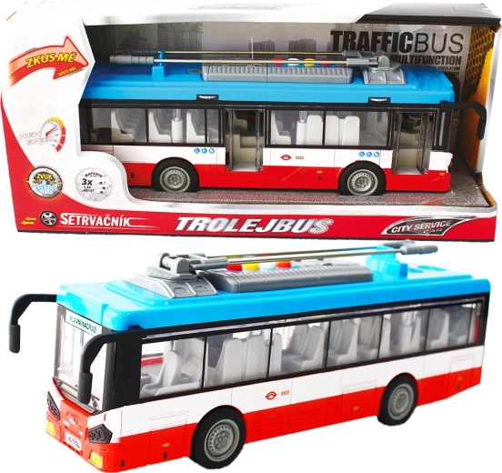 Mestni trolejbus na vztrajnik s svetlobnimi in zvočnimi učinki – rdeč