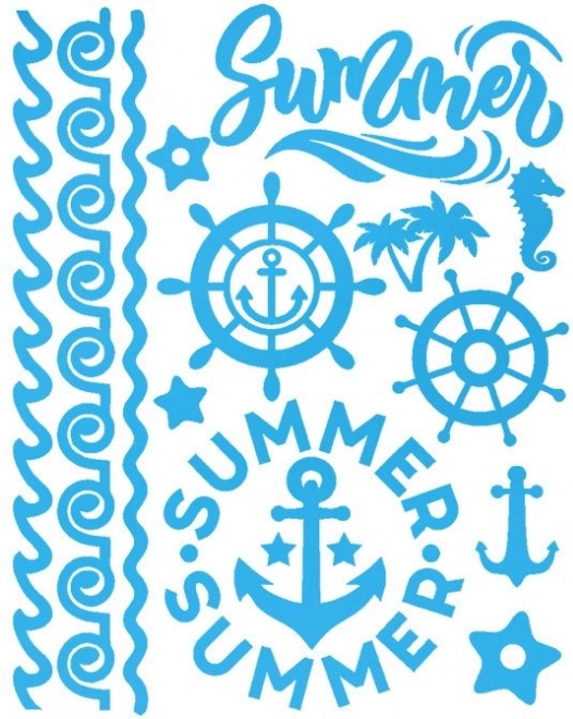 Nalepke za likanje z morskimi motivi – velik list 20 × 30 cm