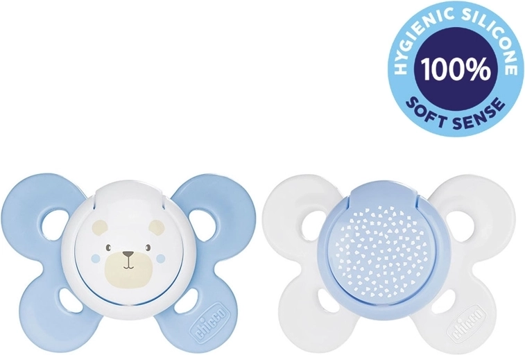 Chicco dudo Physio Comfort silikon 2–6 m, motiv medvedek/pikice, 2 kos