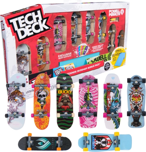 Tech Deck Legends Sk8shop Bonus Pack – komplet 8 fingerboardov z neonovo rampo