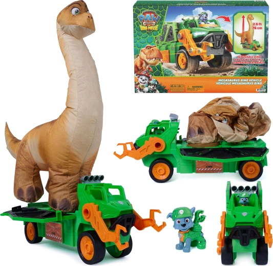 Spin Master Tačke na patrulji in dinozavri – Megasaurus dino vozilo z napihljivim dinozavrom in figurico Rocky