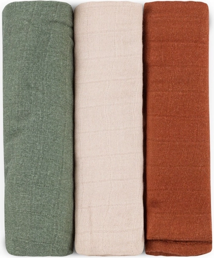 Bambusove muslinaste pleničke PETITE&MARS Moussy Earth Tones 68 × 68 cm, set 3 kos