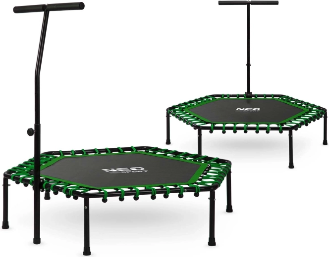 Neo-Sport šestkotni fitnes trampolin z ročajem 127 cm zelen