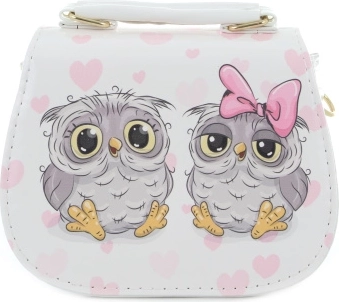 Otroška torbica z motivom sovic – bela