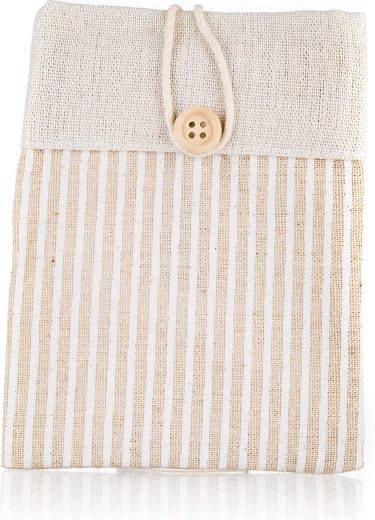 Okrasna bombažna vrečka Nature s črtami, svetlo rjava 10,5 × 14 cm