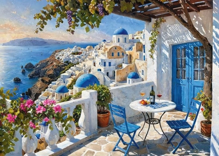 Sestavljanka Cherrypazzi Santorini Blues, 1.000 kosov